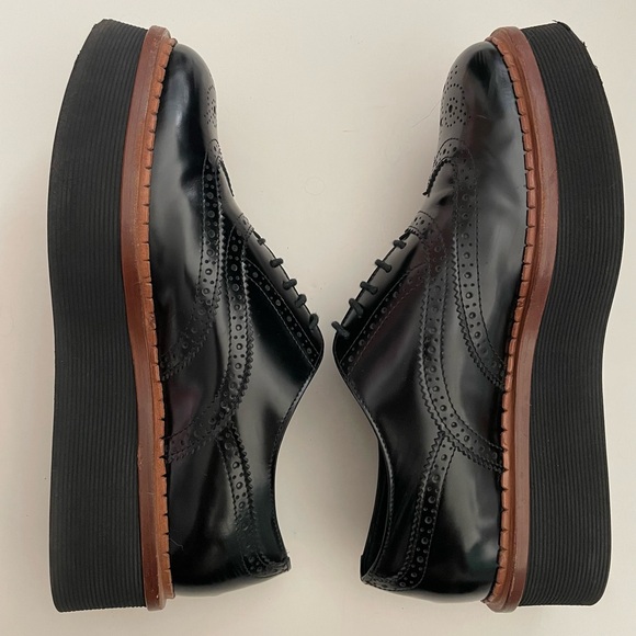 Tod’s Black Platform Wingtip Oxford Gomma T50 Shoes Size 37 - Picture 4 of 10
